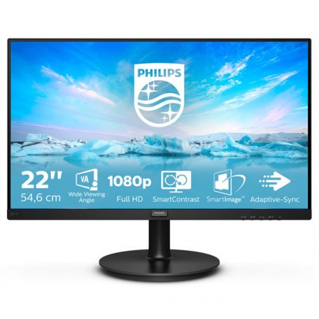 Asztali monitor, Philips VA monitor 21.5" 221V8A, 1920x1080, 16:9, 250cd/m2, 4ms, VGA/HDMI, hangszóró