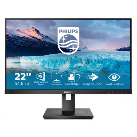 Asztali monitor, Philips IPS monitor 21.5" 222S1AE, 1920x1080, 16:9 250cd/m2, 4ms, VGA/DVI-D/DisplayPort/HDMI, hangszóró