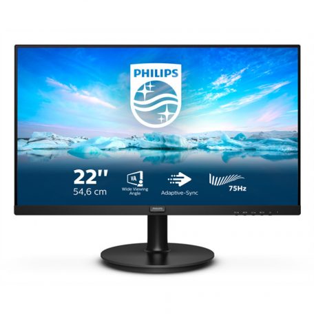 Asztali monitor, Philips VA monitor 21.5" 222V8LA, 1920x1080, 16:9, 250cd/m2, 4ms, HDMI/VGA/DisplayPort, hangszóró