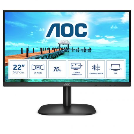 Asztali monitor, AOC VA monitor 21.5" 22B2H, 1920x1080, 16:9, 250cd/m2, 4ms, VGA/HDMI