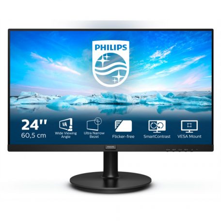 Asztali monitor, Philips VA monitor 23.8" 241V8L, 1920x1080, 16:9, 250cd/m2, 4ms, VGA/HDMI