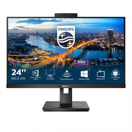 Asztali monitor, Philips IPS monitor 23.8" 242B1H, 1920x1080, 16:9, 250cd/m2, 4ms, VGA/DVI-D/DP/HDMI/4xUSB, hangszóró&webWebkamera