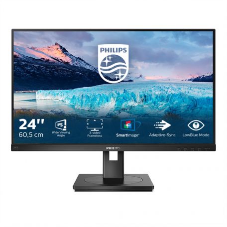 Asztali monitor, Philips IPS monitor 23.8" 242S1AE, 1920x1080, 16:9, 250cd/m2, 4ms, VGA/DVI/HDMI/DisplayPort, Pivot, hangszóró