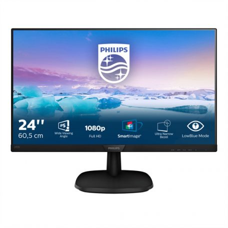 Asztali monitor, Philips IPS monitor 23,8" 243V7QJABF, 1920x1080, 16:9, 250cd/m2, 4ms, VGA/HDMI/Displayport, hangszóró