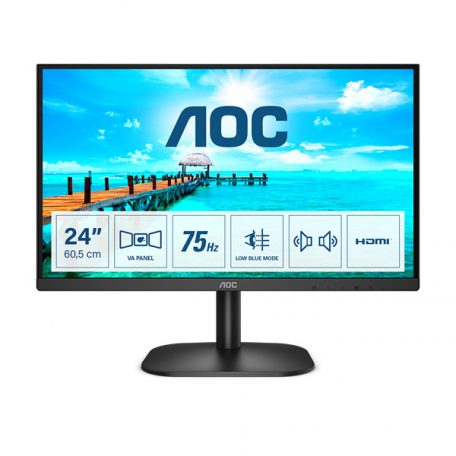 Asztali monitor, AOC monitor 23.8" 24B2XDAM, 1920x1080, 16:9, 4ms, 250cd/m2, VGA/DVI/HDMI, hangszóró