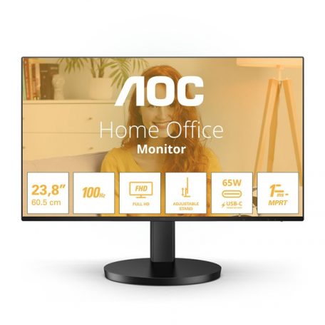 Asztali monitor, AOC IPS monitor 23.8" 24B3CF2 1920x1080, 16:9, 250cd/m2, 4ms, HDMI/2xUSB/USB-C, hangszóró, 100Hz