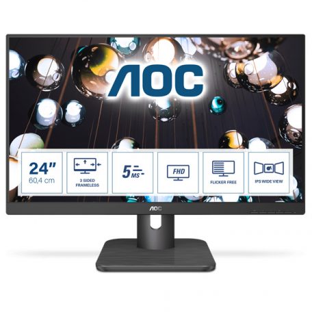 Asztali monitor, AOC IPS monitor 23.8" 24E1Q, 1920x1080, 16:9, 250cd/m2, 5ms, VGA/HDMI/Displayport, hangszóró