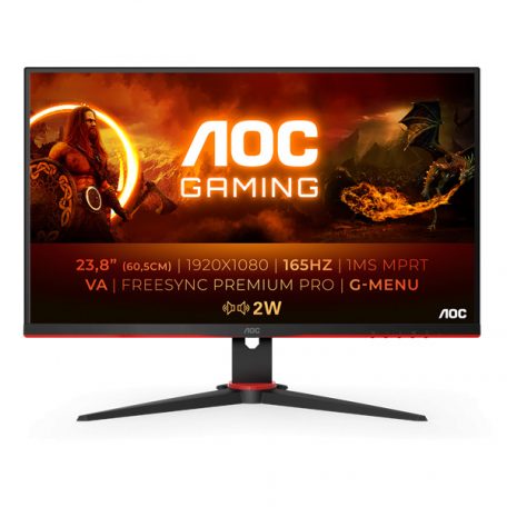 Asztali monitor, AOC Gaming 165Hz VA monitor 23.8" 24G2SAE/BK, 1920x1080, 16:9, 350cd/m2, 1ms, 2xHDMI/DisplayPort, hangszóró