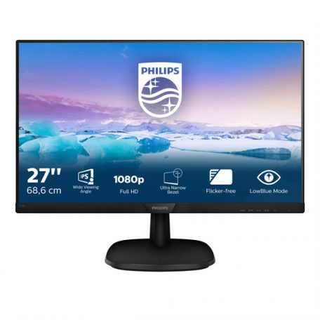 Asztali monitor, Philips IPS monitor 27" 273V7QDAB, 1920x1080, 16:9, 250cd/m2, 4ms, VGA/DVI-D/HDMI, hangszóró