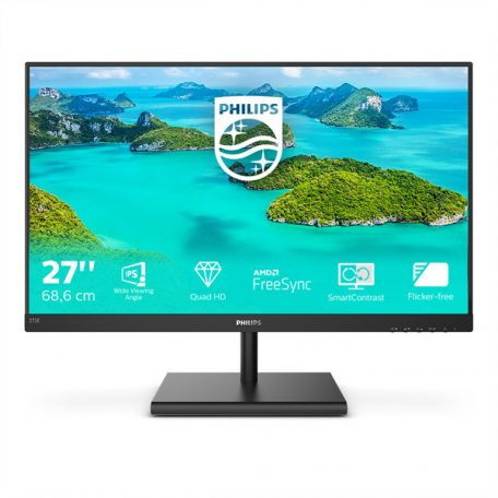 Asztali monitor, Philips IPS monitor 27" 275E1S, 2560x1440, 16:9, 250cd/m2, 4ms, VGA/HDMI/Displayport