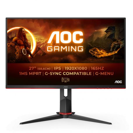 Asztali monitor, AOC Gaming 165Hz IPS monitor 27" 27G2SPU/BK, 1920x1080, 16:9, 250cd/m2, 1ms, 2xHDMI/DP/VGA/4xUSB, Pivot, hangszóró