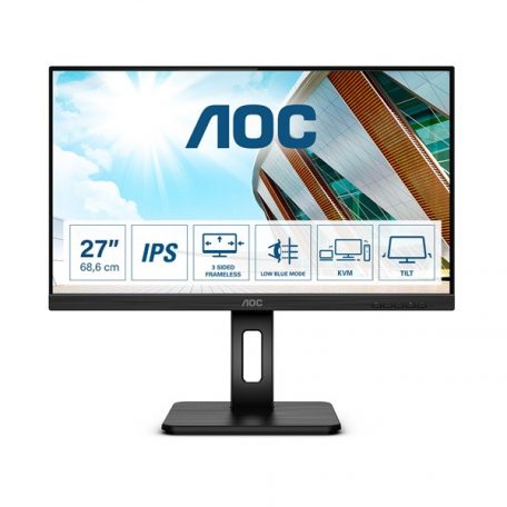 Asztali monitor, AOC IPS monitor 27" 27P2C, 1920x1080, 16:9, 250cd/m2, 4ms, HDMI/DisplayPort/USB-C/4xUSB, Pivot, hangszóró