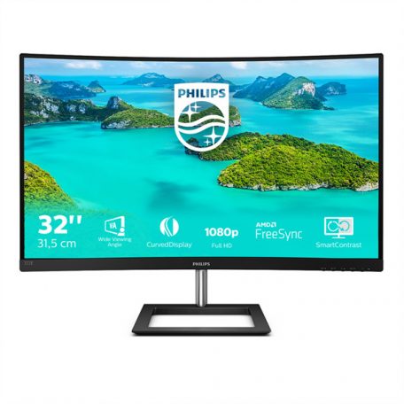 Asztali monitor, Philips Ívelt VA monitor 31.5" 322E1C, 1920x1080, 16:9, 250cd/m2, 4ms, VGA/HDMI/DisplayPort