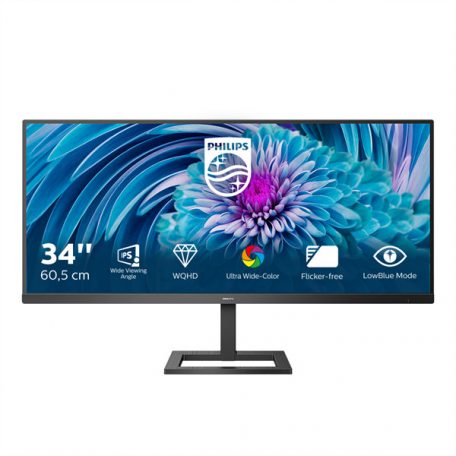 Asztali monitor, Philips IPS monitor 34" 345E2AE, 3440x1440, 21:9, 300cd/m2, 4ms, HDMIx2/DIsplayPort, hangszóró