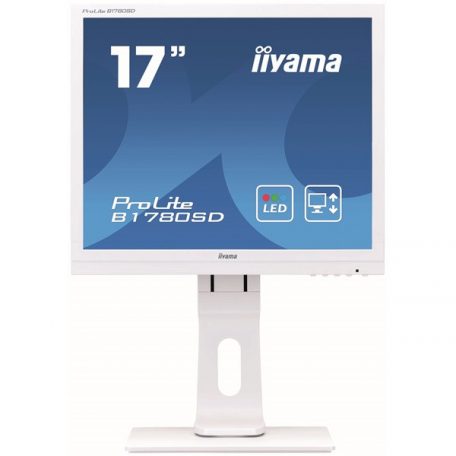 Asztali monitor, Iiyama Prolite monitor, 17", 1280x1024, 5:4, 250cd, 5ms, DVI/VGA, Hangszóró, Fehér, pivot,állítható mag., dönthető