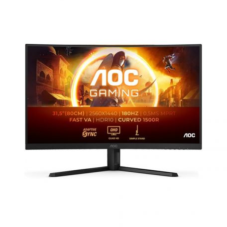 Asztali monitor, AOC Ívelt Gaming 180Hz monitor 31,5" CQ32G4VE, 2560x1440, 16:9, 300cd/m2, 1ms, 2xHDMI/DisplayPort, HDR10