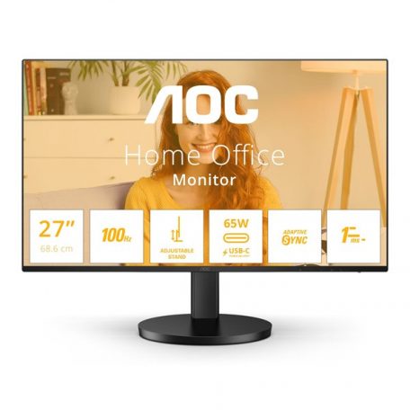 Asztali monitor, AOC IPS monitor 27" Q27B3CF2 2560x1440, 16:9, 350cd/m2, 4ms, HDMI/2xUSB/USB-C, hangszóró, 100Hz, áll. mag.