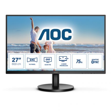 Asztali monitor, AOC VA monitor 27" Q27B3MA/BK, 2560x1440, 16:9, 250cd/m2, 4ms, 2xHDMI/DisplayPort/HDCP, hangszóró