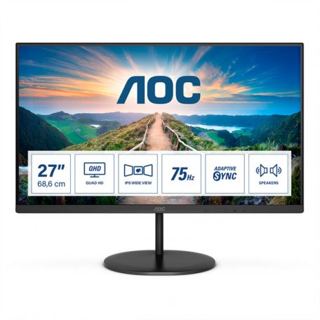 Asztali monitor, AOC IPS monitor 27" Q27V4EA, 2560x1440, 16:9, 250cd/m2, 4ms, HDMI/DisplayPort, hangszóró