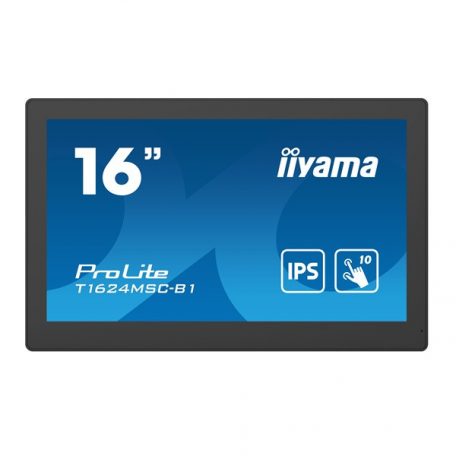 Asztali monitor, Iiyama 24/7 touch monitor, 15,6", 1920x1080, 16:9, 385cd, 28ms, 800:1,/HDMI, T1624MSC