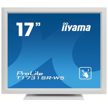 Asztali monitor, Iiyama touch monitor, 17", 1280x1024, 5:4, 200cd, 5ms, 1000:1,VGA/HDMI/DP, T1731SR, fehér