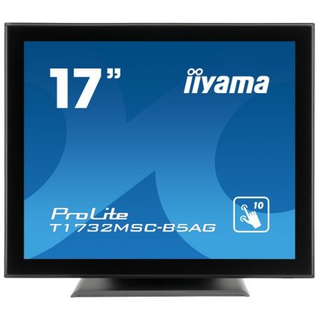 Asztali monitor, Iiyama touch monitor, 17", 1280x1024, 5:4, 215cd, 5ms, 1000:1,VGA/HDMI/DP, T1732MSC, fekete