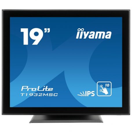 Asztali monitor, Iiyama touch monitor, 19", 1280x1024, 5:4, 215cd, 14ms, 1000:1,VGA/HDMI/DP, T1932MSC, fekete