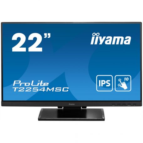 Asztali monitor, Iiyama touch IPS monitor 21.5" T2254MSC-B1AG, 1920x1080, 16:9, 250cd/m2, 4ms, HDMI/DP/HDCP, hangszóró