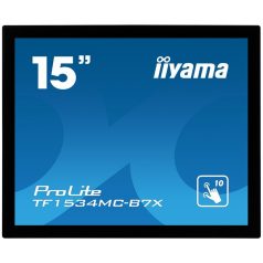   Asztali monitor, Iiyama touch monitor, 15", 1024x768, 4:3, 330cd, 8ms, 700:1,VGA/HDMI/DP, Open frame, TF1534MC