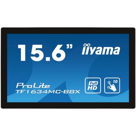 Asztali monitor, Iiyama touch monitor, 15,6", 1920x1080, 16:9, 405cd, 28ms, 700:1,VGA/HDMI/DP, open frame, TF1634MC